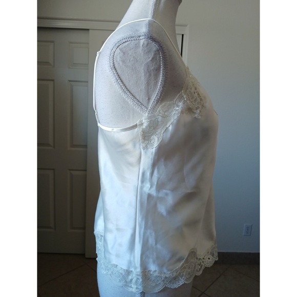 Vintage Victoria's Secret Beige Lace Trim Satin Cami Tank Top Y2K 90's Medium - Picture 4 of 14